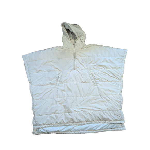 Goop by Ecoalf Womens Beige Hooded‎ 3/4 Sleeve Puffer Poncho Coat Jacket Size OS - Picture 3 of 12